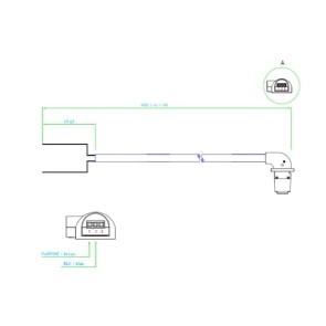 Câble 90° PWM circulateur L.1000 poêle CADEL AQUOS3 - 23 41452200400